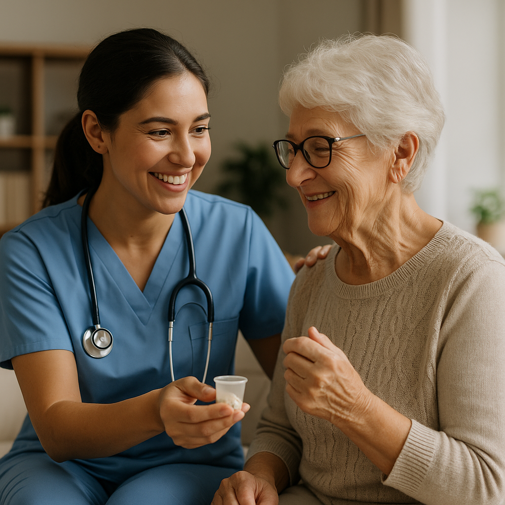 Healthcare worker with patient